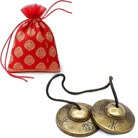 Traditional Hand Craft Brass 4 Cymbal Manjeera | 2.5 Inch Manjira Cymbals Indian Instrument Music Spiritual Puja Bhajan Kirtan Durable Pair Easy to Play Best Gift Pack for Christmas