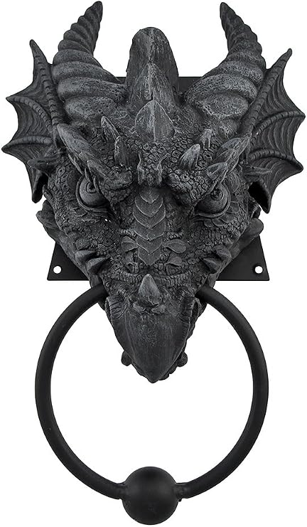 Gothic Dragon Door Knocker Cast Iron Finish