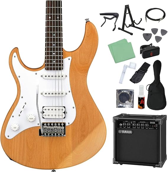 Yamaha Pacifica 112JL YNS Electric Guitar Beginner Set of 14 Includes GA15II Yellow Natural Satin Left-Handed Lefty Yamaha