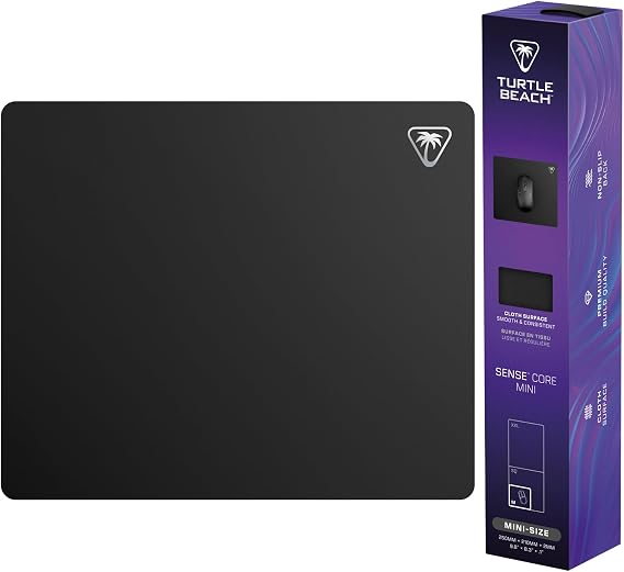 Turtle Beach Gaming Mouse Pad, Sense Core Mini Microwave Cloth 9.8 x 8.3 x 0.08 inches 250 x 210 x 2 mm Non-Slip Premium Material
