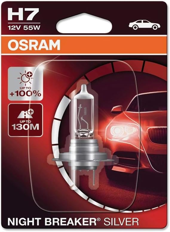 Osram H7 Night Breaker Silver Far Ampulü, 12V 55W,%100 Daha Fazla Işık, 130m Mesafe