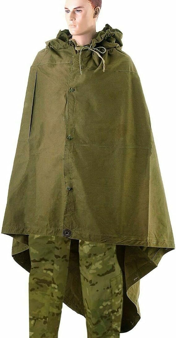 Books.And.More USSR WWII Poncho Soviet Cloak Russian Army Tent Soldier Canvas Plash Palatka Raincoat Green X-Large 123