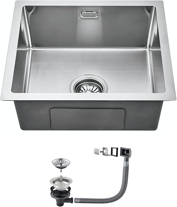 304 Stainless Steel Kitchen Sink, OUGOO 50 x 45 cm Undermount Sink Handmade