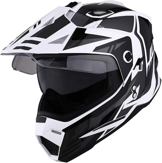 1Storm Dual Sport Motorcycle Motocross Off Road Full Face Helmet Dual Visor: HF802