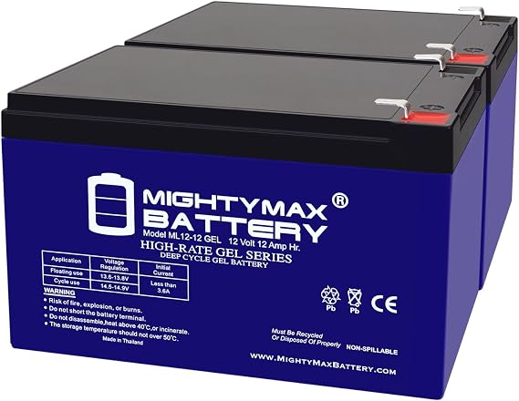 Mighty Max Battery 12V 12AH Gel F2 Replacement Battery Compatible with Lifan Model #LF8500iE-CA - 2 Pack