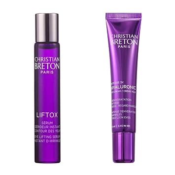 Christian BRETON Under Eye Duo Intense 3X Hyaluronic Eye Cream & LIFTOX Lifting Serum Hydrating & Firming, Ophthalmologist-Tested, Made in France