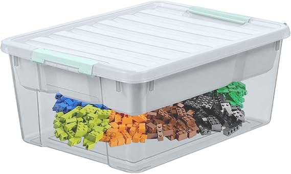 Storage Bins With Lids, Toy Storage Box, Stackable Closet Organizer for Office and Home Organization (D)