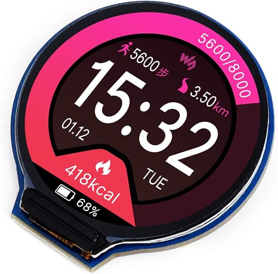 Waveshare 1.28 inch Round LCD Display Module for Raspberry Pi/Jetson Nano 65K RGB Colors 240240 Resolution with SPI Interface Embedded GC9A01 Driver