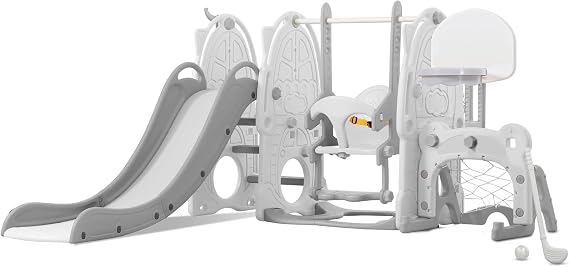 UNICOO Toddler Slide and Swing Set, Kids Indoor and Outdoor Playground Combination for Boys & Girls (Kids Playground Set (8 in 1)
