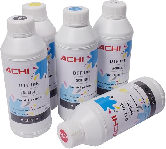 DTF Ink 5x500ML 5 Pack Premium DTF Ink Water Base Digital Inkjet Ink Refill for Direct to Film Printers with Printhead L1800 L805 R1390 4720 I3200 XP600 DX7 DX5