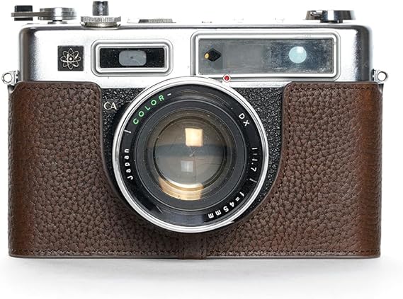Handmade Genuine Real Leather Half Camera Case Bag Cover for Yashica Electro 35 GS/GSN/GT/GTN Coffee Color