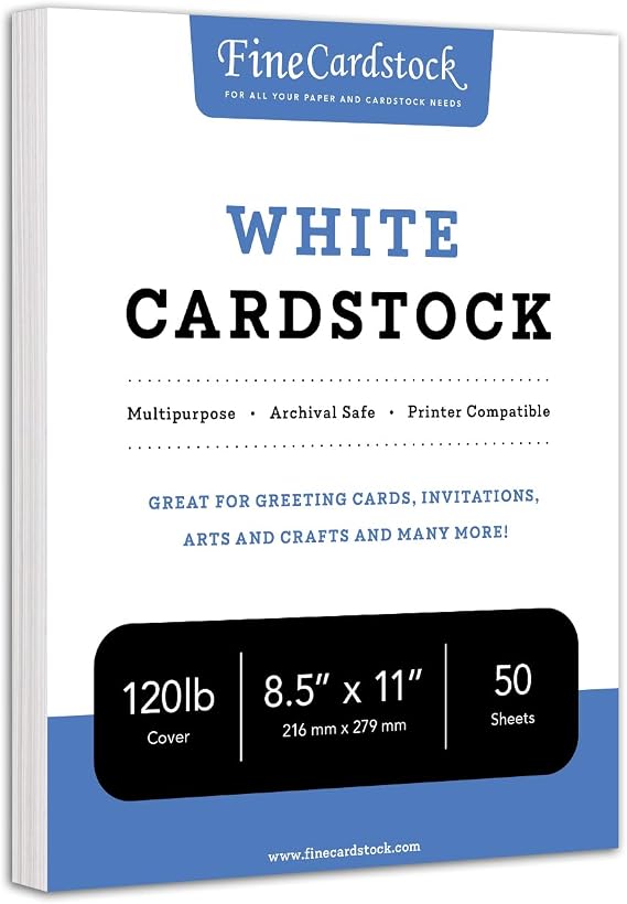 White Card Stock Paper - 8.5 x 11" Thick Heavy Weight Smooth Bright White Cardstock - Great for Greeting Cards, Invitations, Scrapbooking, Arts and Crafts | 50 Sheets Per Pack | 120lb Cover (325gsm)