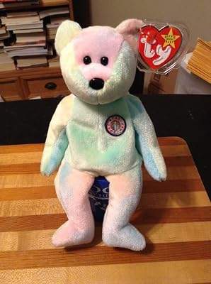 TY MWMT B.B. The Birthday Bear Retired Beanie Baby by:hogcountrycollectibles