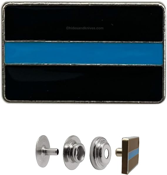 Hides & Knives Snap in Decorative Blue Line Memorial, 5 Sets Included, Premium Line 24 Leather Snap Button Set