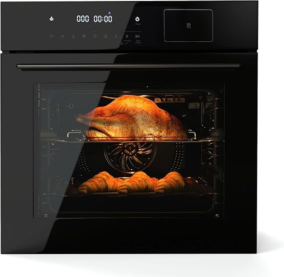 Wall Ovens 24 Inch Electric with 8 Cooking Functions, 108 Automatic Recipes Electric Oven, 2.5 Cu.Ft Single Wall Ovens In Stainless Steel, Led Touch Control, Safety Lock, 3000W, 240V