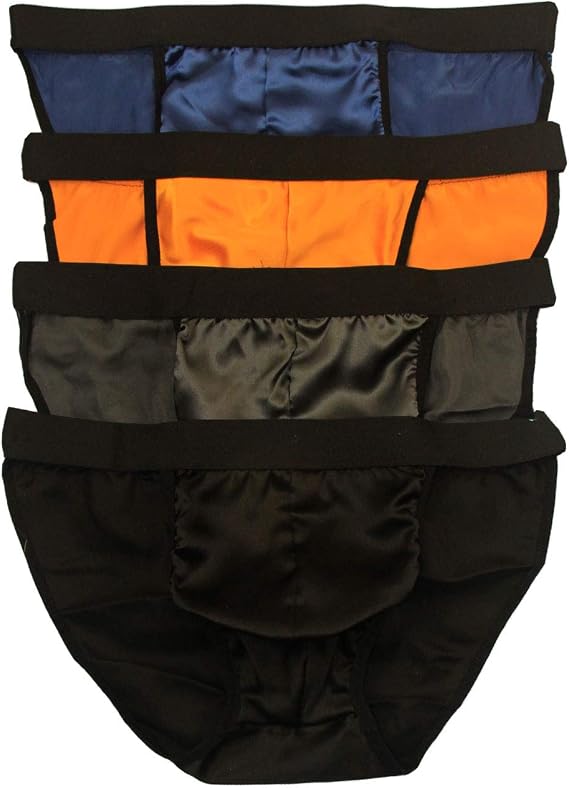 Paradise Silk Mens Pure Silk Satin String Bikini Briefs 4 In One Economic Pack