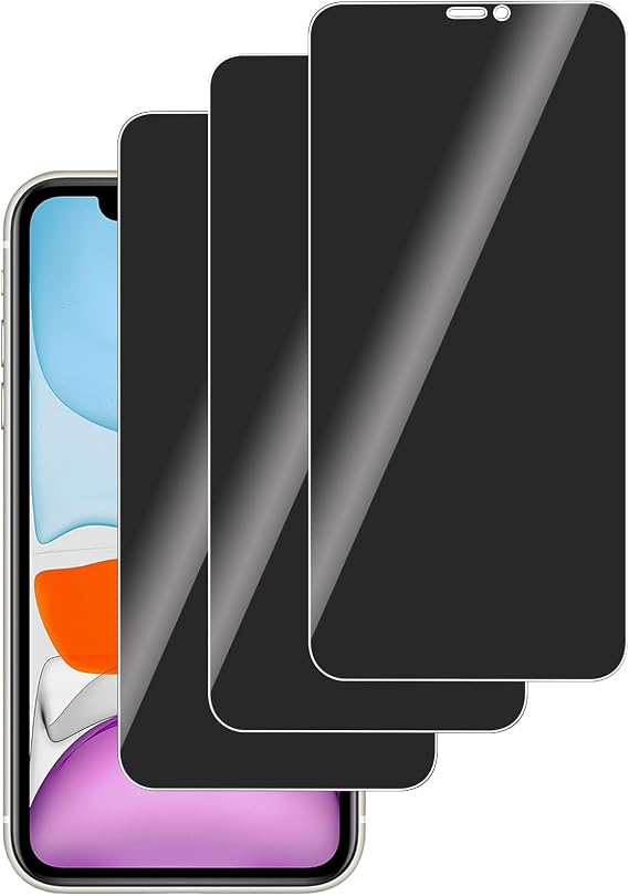 Pack of 3 Tempered Glass Private Screen for iPhone 11/XR Anti-Spy 9H Hardness Tempered Glass Anti-Scratch Privacy Screen Protector for iPhone 11/XR