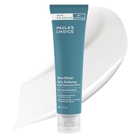Paula's Choice SKIN BALANCING Ultra-Sheer Daily Defense SPF 30 Oil-Free Moisturizer, 2 Ounce Tube | Oil-Free Sunscreen Moisturizer