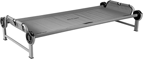 Disc-O-Bed Youth Single Camping Cot Kid-O-Bed, Portable Sleeping Cot for Kids with Included Carry Bag, Indoor and Outdoor Use, Grey