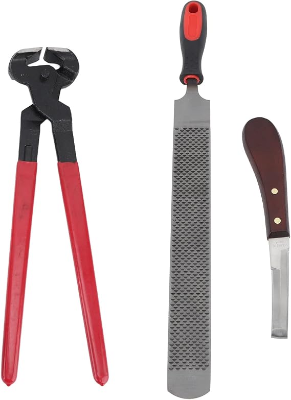 Easy Cutting Farrier Tool Kits, Steel Horse Farrier Hoof Tool Kit, High Hardness, Professional Horse Farrier Tool Kits with Hoof Knife, Hoof Pliers, Hoof File, Hoof File Handle