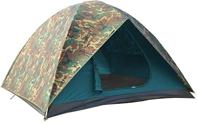 NTK Hunter GT 468 Outdoor Dome Woodland Camo Camping Tent 100% Waterproof 2500mm, Easy Assembly, Durable Fabric Full Coverage Rainfly - Micro Mosquito Mesh