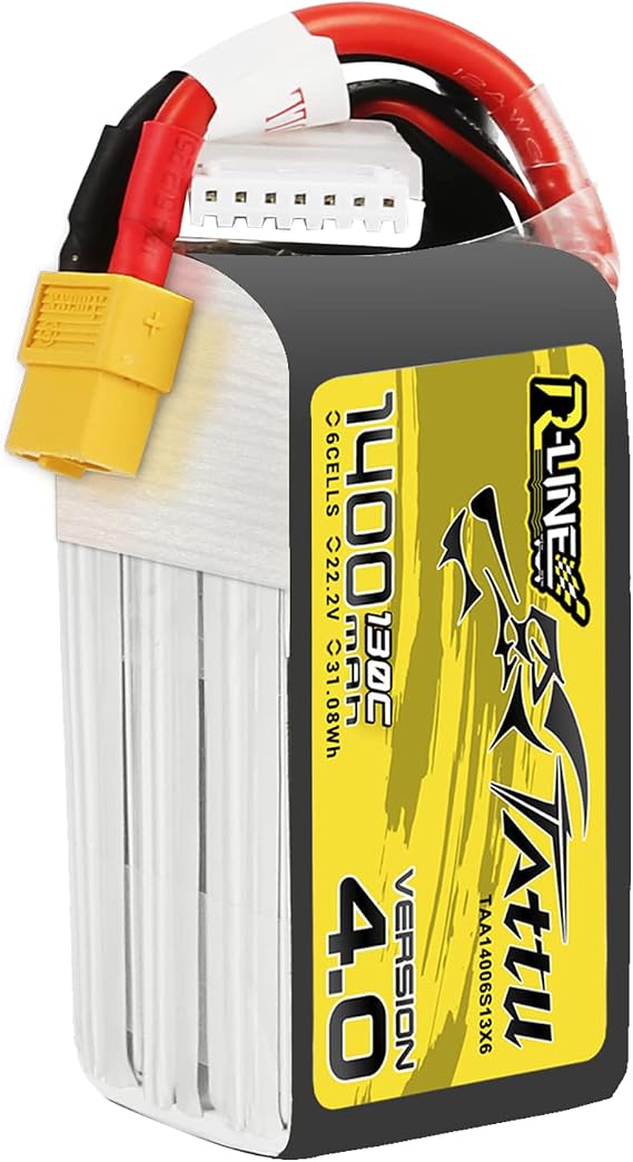 TATTU R-Line Version 4.0 1400mAh 22.2V 130C 6S1P Lipo Battery Pack with XT60 Plug