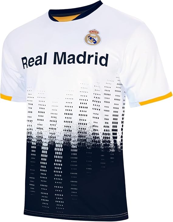 Icon Sports Compatible with Real Madrid Woven Patch Poly Soccer T-Shirt - Inspired White Men Size