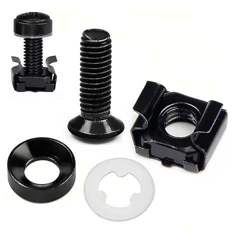 40 Sets M6 x 16mm Rack Mount Cage Nuts, Screws,Nylon Lock Washers and Washers for Rack Mount Server Shelves,Routers,Rack Mount Server Cabinet,Square Insert Nuts,Vibration-Resistant & Noise Reduction