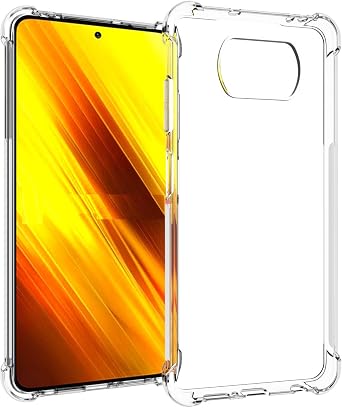 USTIYA Case for Xiaomi Poco X3 / Poco X3 Pro/Poco X3 NFC Clear Protective TPU Four Corners Cover Transparent Soft funda