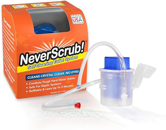 Self Cleaning Toilet System - Automatic Toilet Bowl Cleaner with Starter Cartridge, Lasts Up 3 Months Continuous Cleaning - Refillable Toilet Bowl Cleaner for Stains, Rings, and Odor
