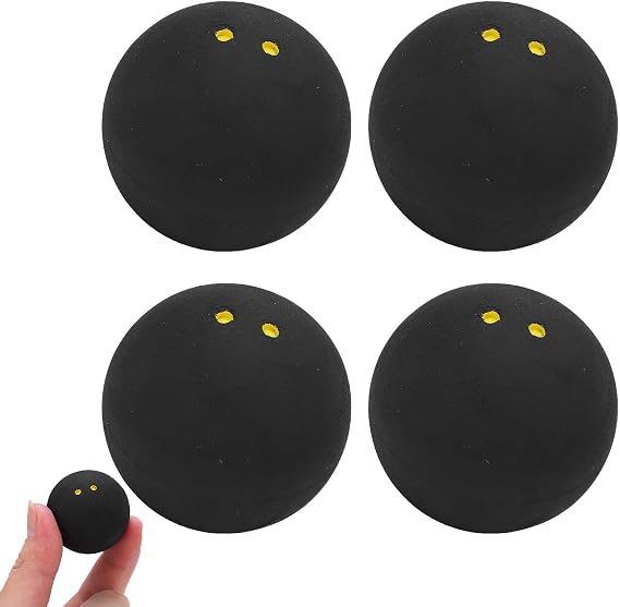 4 Squash Balls | Competition Squash Ball 38mm | Squash Balls Double Yellow Dot | High Bounce Training Squash Ball | Squash Racket Balls For Slow Speed/Training