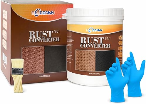 2-in-1 Rust Converter & Metal Primer, 35oz Black Water-Based paint for Metal, Rust Inhibitor Paint, Heat-Resistant Anti Rust Coating for Automotive Frames, Metal, Trailer, Marine, Industrial