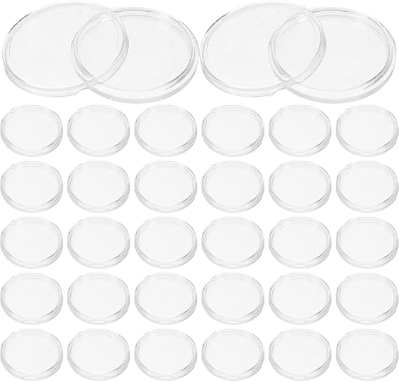 COHEALI Coin Capsules 28Mm Transparent Round Coin Protection Box Small Case Holder for Storage Collection Organizer Display Awards Ceremonies Business Exhibitions