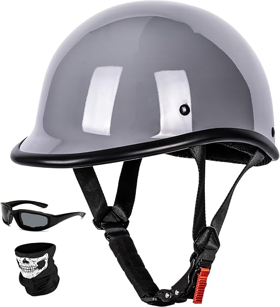 Yesmotor Vintage Motorcycle Half Helmet - Lightweight Low Profile Open-Face Half-Face Helmet DOT Approved