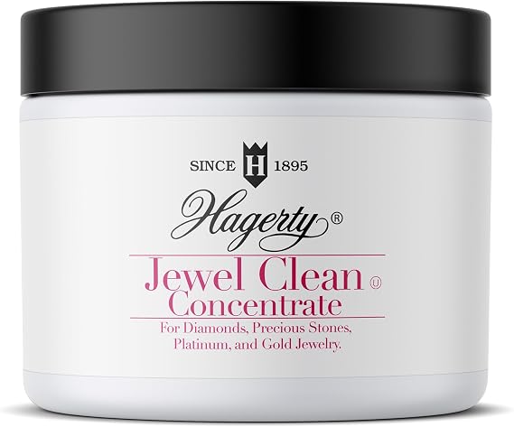 Hagerty Luxury Jewel Clean Concentrate Professional Grade Jewelry Cleaning Solution for Diamonds, Precious Stones, and More - Kosher Certified Jewelry Cleaner with Dipping Basket and Brush, 7 Oz.