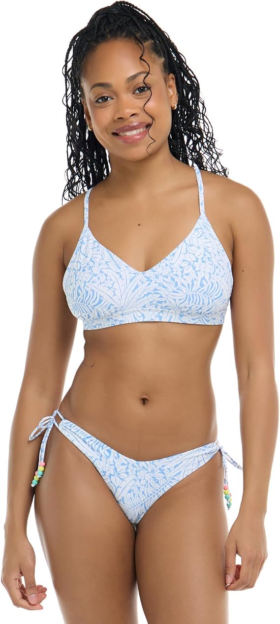 EIDON Women's Leah High Cut V-Front Tie Side Cheeky Bikini Bottom Swimsuit