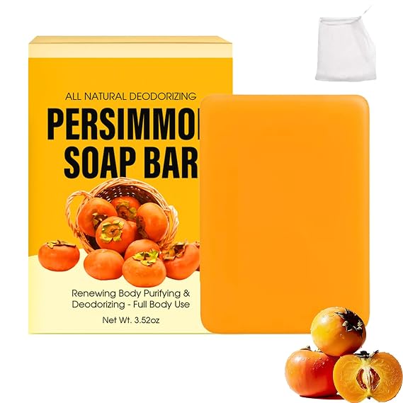 Deodorizing Persimmon Soap, Japanese Persimmon Soap, Persimmon Soap for Old People Smell, Handmade Natural Soaps for Better Skin, Made for Sensitive & Mature Skin (1)