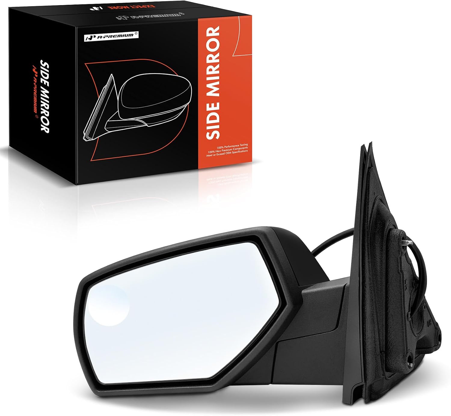 A-Premium Driver Power Side Mirror - Compatible with 2014-2019 Chevy & GMC Models - Silverado Sierra 1500 2500 3500 HD - Heated Manual Folding Black - Outside Rear View Mirror - with Blind Spot Glass