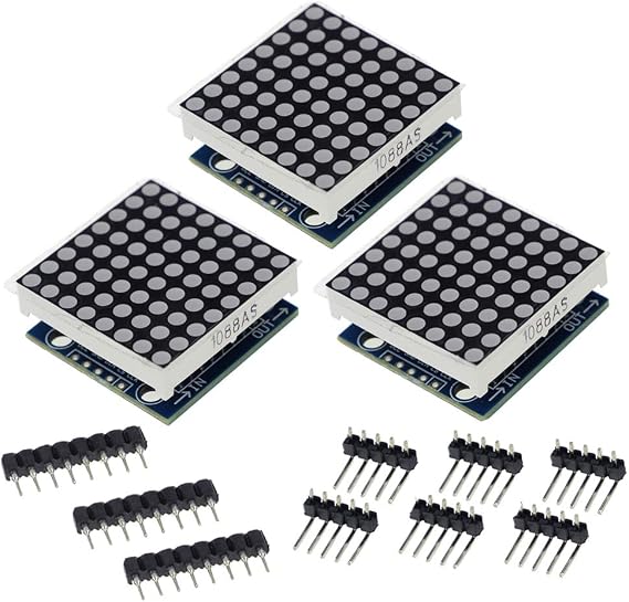 HiLetgo 3pcs MAX7219 8x8 Dot Matrix LED Display Module 5V MCU Control MAX7219 8 * 8 LED Dot Matrix DIY Kit