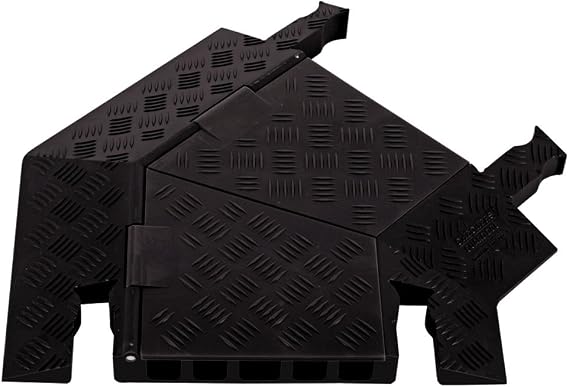 Checkers Right Turn 5 Channel Medium Profile Drive Over Cable Protector, Heavy Duty Loads up to 21,000 Pounds, Polyurethane Construction, Improved Traction and Stability, Black/Black, GDT5X125-R-B/B