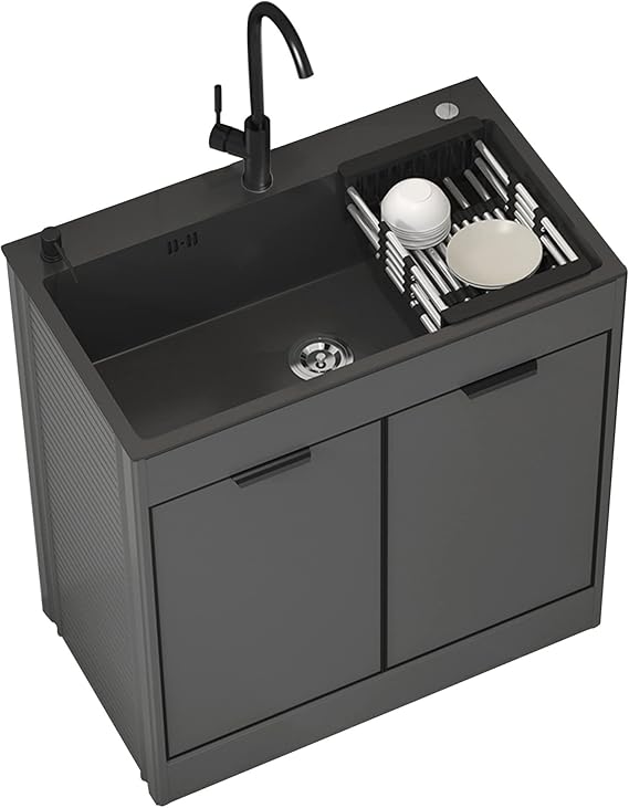 Stainless Steel Sink Kitchen Sink Golden Stainless Steel Handmade Bar Sink with Faucet Single Sink Round Sink Under Counter Kitchen Sink