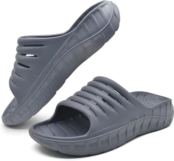 GPOS Mens Sport Recovery Sandals Arch Support Plantar Fasciitis Slides | Thick Cushion Slip on Wide Comfort Orthotic Open Toe Slippers,Post Run &Exercise Outdoor Beach Walking
