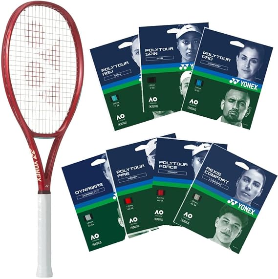 Yonex VCore 100+ 8th Gen Ruby Red Tennis Racquet Custom Strung with Your Choice of String