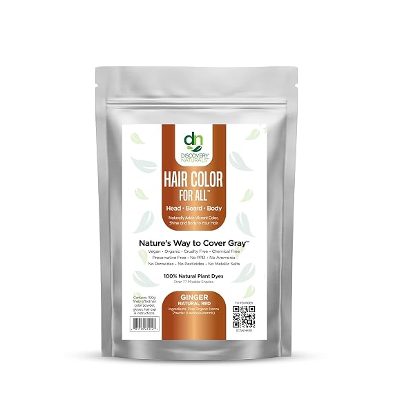 Ginger Natural Red Henna Hair Color For All Kit | 100% All Natural Hair Dye & Beard Dye Powder Organic, Herbal & Vegan Chemical & Cruelty Free Permanent Gray Coverage & Tinting