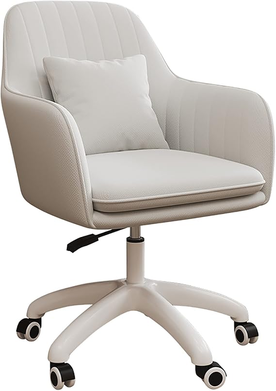 Modern Velvet Mid Back Office Chair, 16.5x16x15inch, White, Adjustable Height, Metal Frame, Upholstered, Indoor Use, Perfect for Office