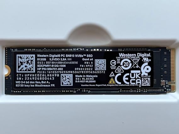 M54700-002 Western Digital PC SN810 512GB Gaming Gen4 M.2 2280 PCIe NVMe Internal Solid State Drive (SSD) - Stream Deck, Laptop & Desktop Compatible - Internal Solid State Drive (OEM New)