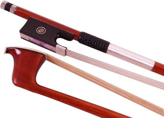 Yinfente Violin Bow Pernambuco Wood Full Size 4/4 Ebony Frog Advance Bow Hair (With-pattern)