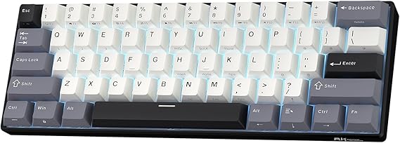 RK ROYAL KLUDGE RK61 Wireless Mechanical Keyboard, 60% Triple Mode BT5.0/2.4G/USB-C Compact Gaming Keyboard, PBT Keycaps, Pro Software, Hot Swappable Custom Switches