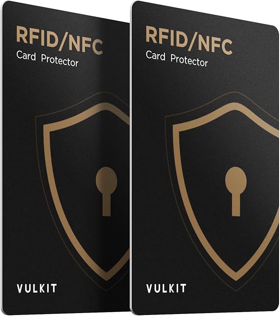 VULKIT RFID/NFC Blocking Cards - 2 Pack, Ultra Thin Credit Card Protector, Contactless Cards Protecor, Premium NFC Blocker, for Credit Cards, ID Cards, Passports, Wallet