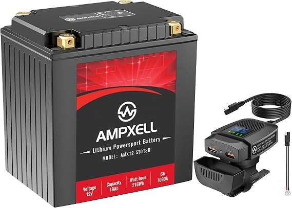YTX30L-BS lithium motorcycle mattery 12V 1080A 18Ah replacement YIX30L with Motorcycle USB Charger,Two Way Charger 30W